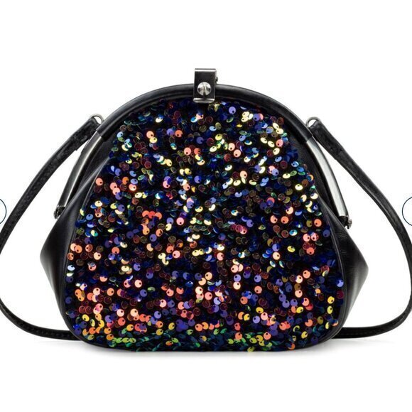 Patricia Nash Handbags - Patricia Nash PORTAFINA Leather Sequined Frame Crossbody Bag BLACK BLUE nwt